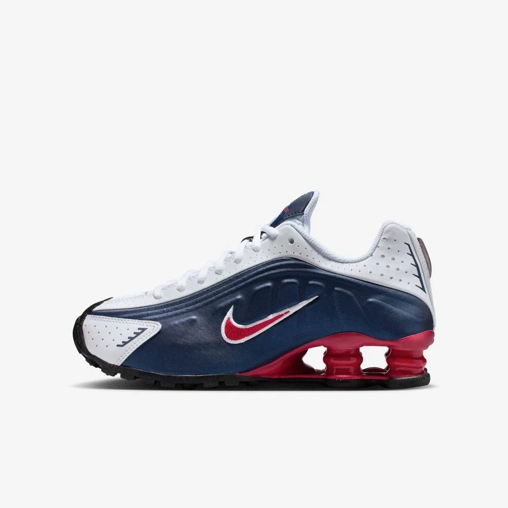Nike Shox R4 CW2626-400 Sneakers Kids US 6.5 Navy White Lifestyle Shoes MEW1601